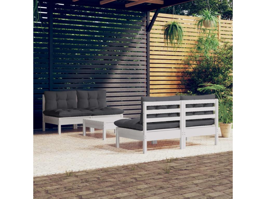 Solid Pine Wood Outdoor Patio Set - White - 544144