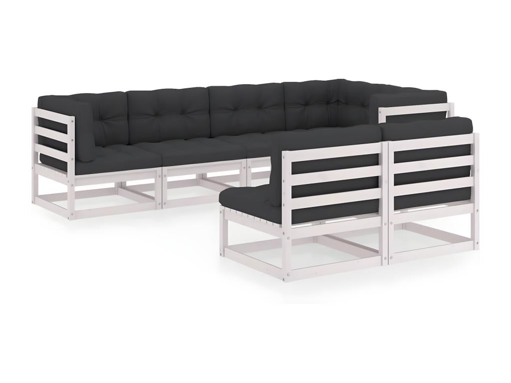 Solid Pine Wood Outdoor Patio Set - White - 525345