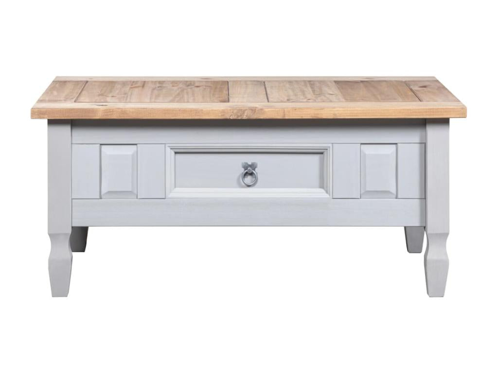 Solid Pine Wood Coffee Table 100 x 60 x 45 cm - Gray