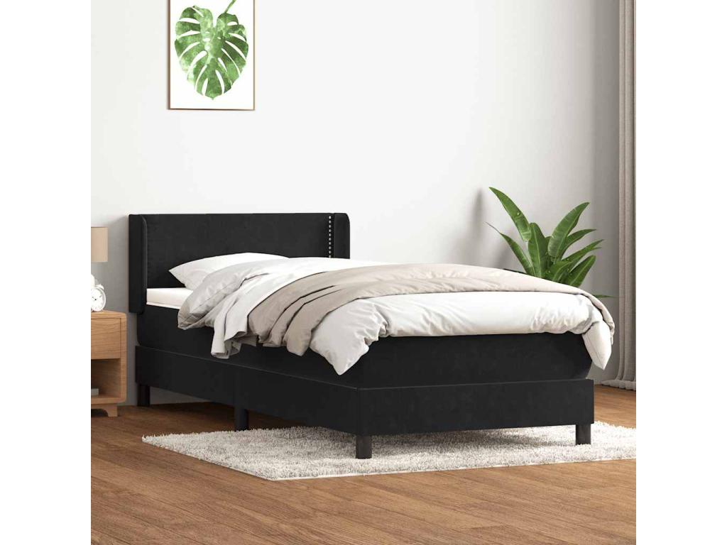 Velvet Slatted Bed Base 80 x 220 cm - Black