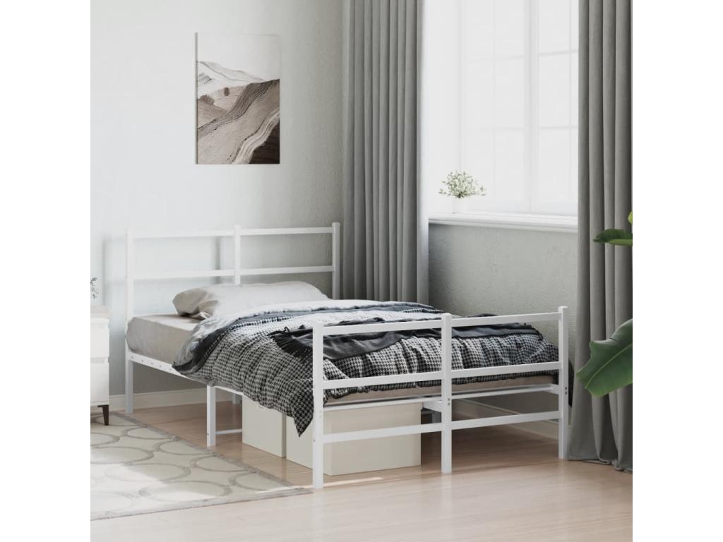 Metal Bed Frame 120 x 190 cm - White