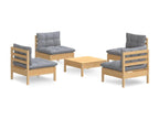 Solid Pine Wood Outdoor Patio Set - Gray