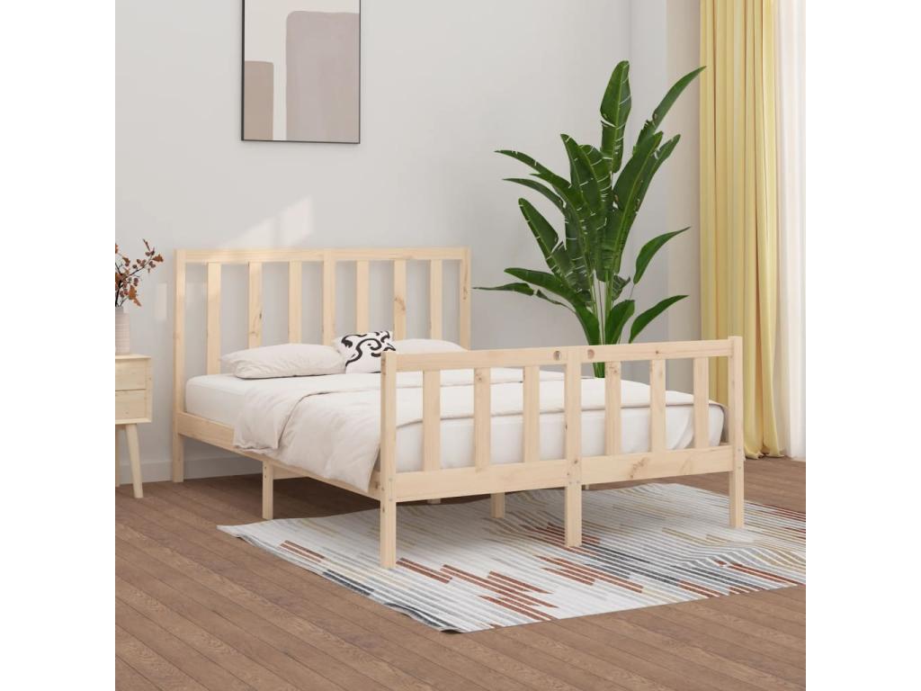 Solid Wood Bed Frame 160 x 200 cm - Brown
