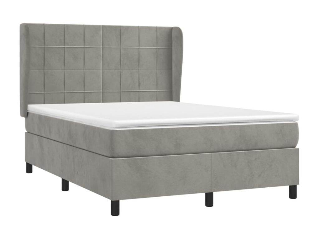 Velvet Slatted Bed Base 140 x 190 cm - Gray