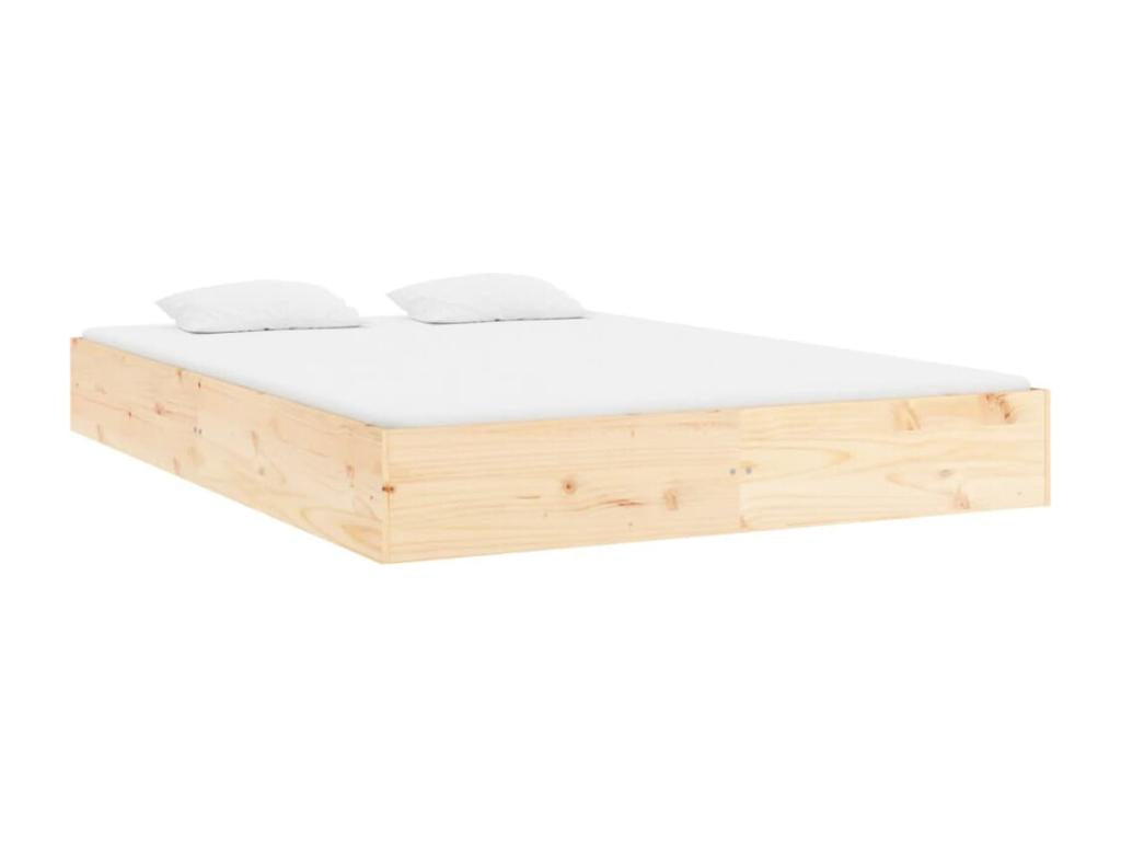 Solid Wood Bed Frame 140 x 200 cm - Brown