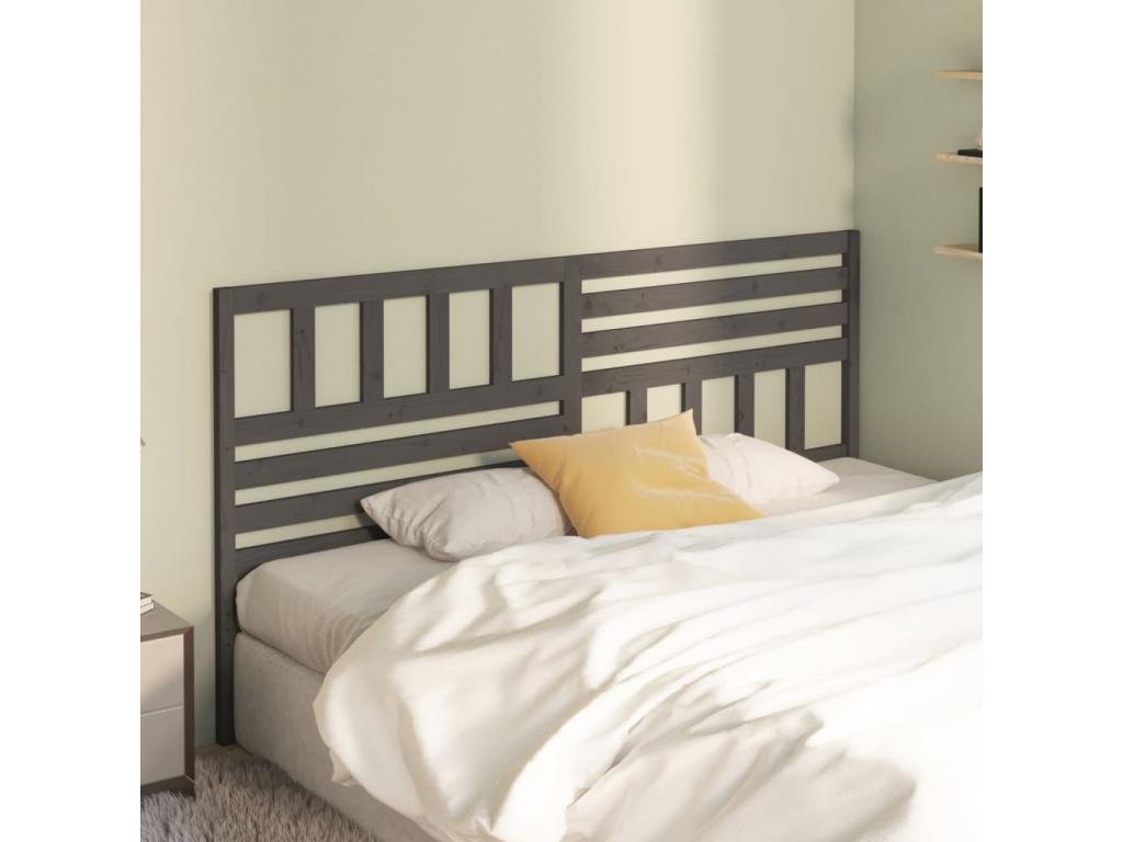 Solid Pine Wood Headboard 186 x 4 x 100 cm - Gray