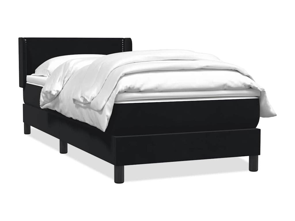Velvet Slatted Bed Base 80 x 220 cm - Black