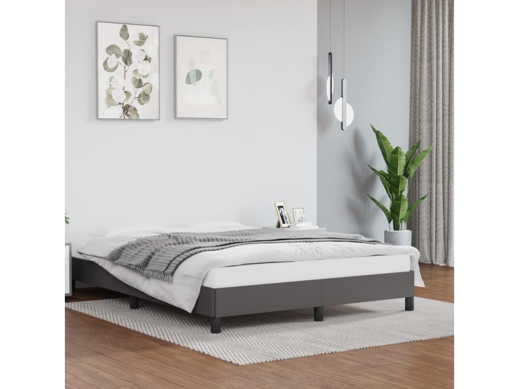 Faux Leather Bed Frame 140 x 190 cm - Gray