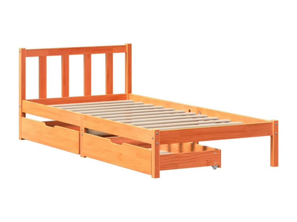 Solid Pine Wood Bed Frame 90 x 190 cm - Brown