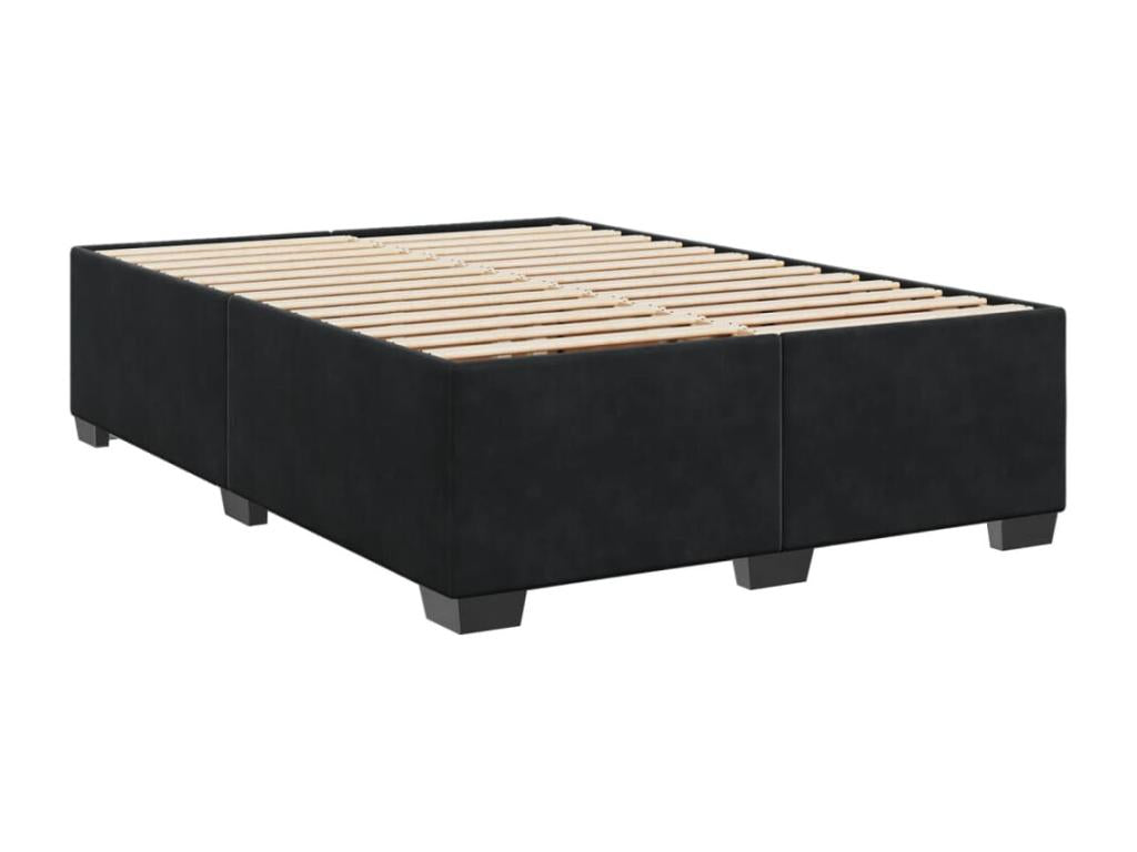 Velvet Slatted Bed Base 140 x 190 cm - Black