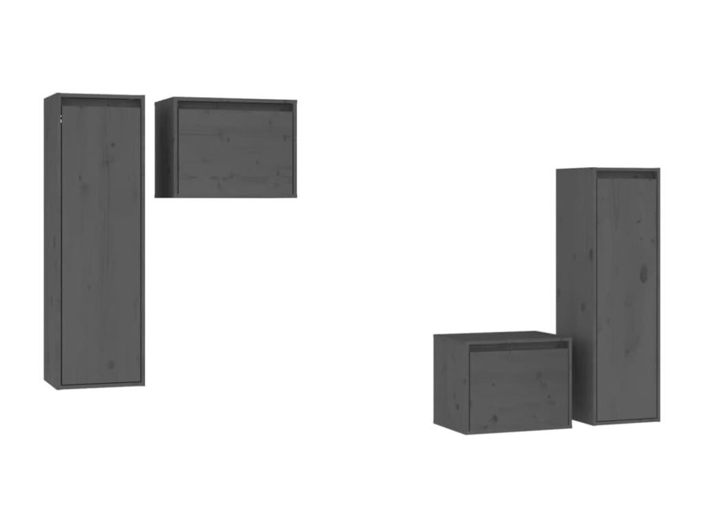 Solid Pine Wood Home Furniture - Gray - 811776