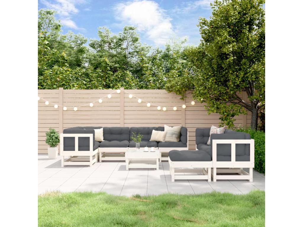 Solid Pine Wood Outdoor Patio Set - White - 583297