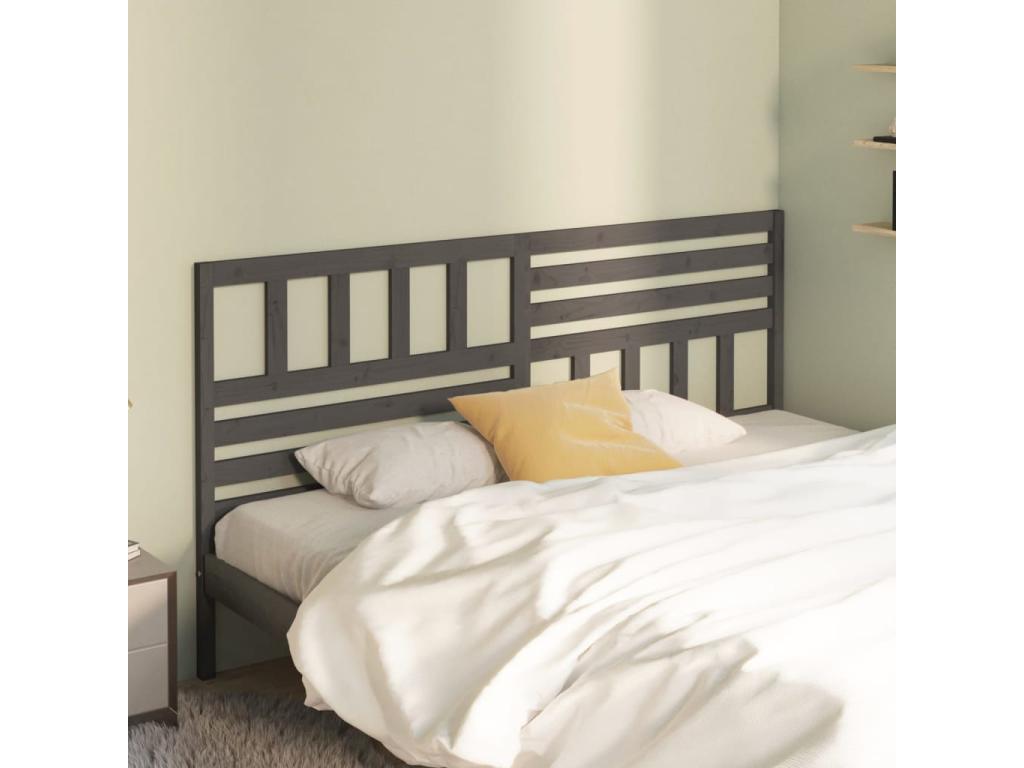 Solid Pine Wood Headboard 186 x 4 x 100 cm - Gray
