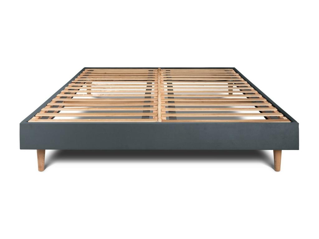 Velvet Slatted Bed Base 200 x 200 - Gray