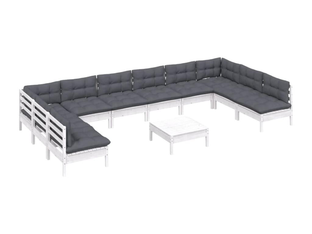 Solid Pine Wood Outdoor Patio Set - White - 503952