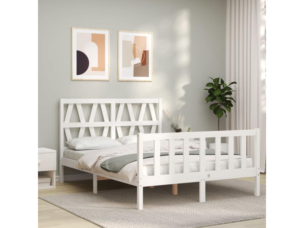 Solid Wood Headboard 120 x 200 cm - White