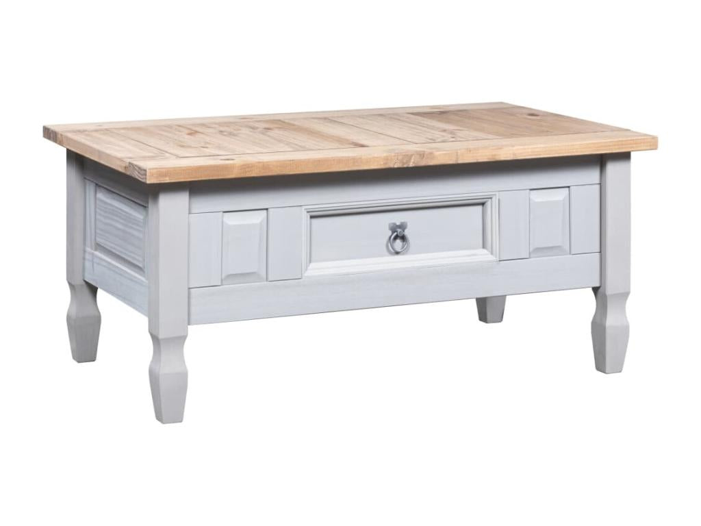 Solid Pine Wood Coffee Table 100 x 60 x 45 cm - Gray