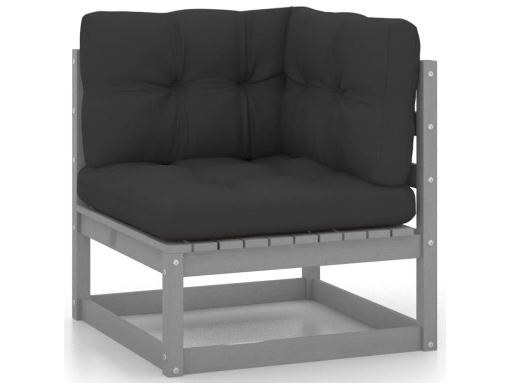 Solid Pine Wood Outdoor Patio Set - Gray - 656458