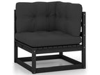 Solid Pine Wood Outdoor Patio Set - Black - 739153