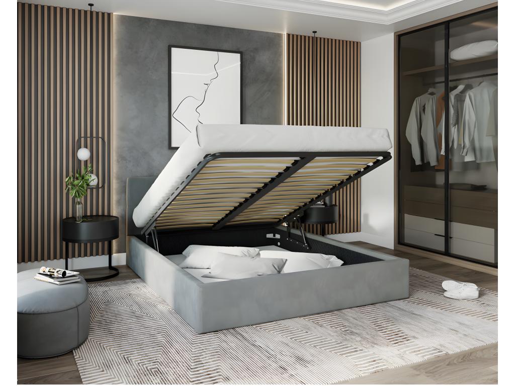 Storage Bed 160 x 200 - Light Gray