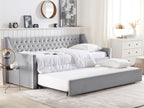 Velvet Trundle Bed 90 x 200 cm - Gray