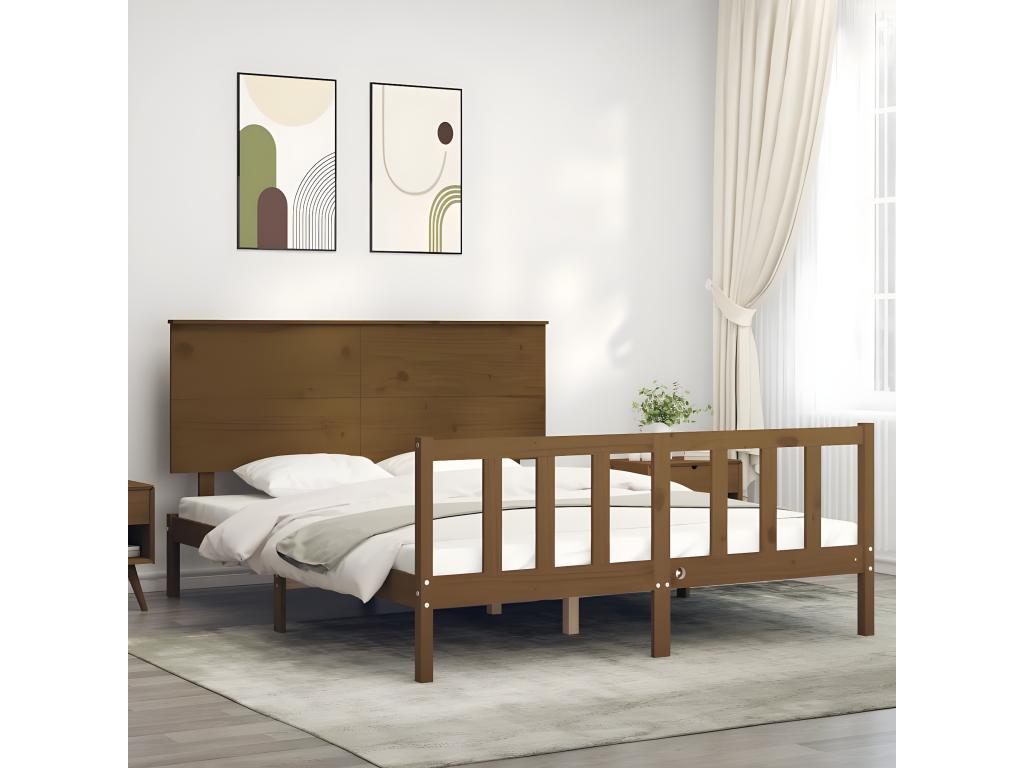 Solid Wood Bed Frame - Brown