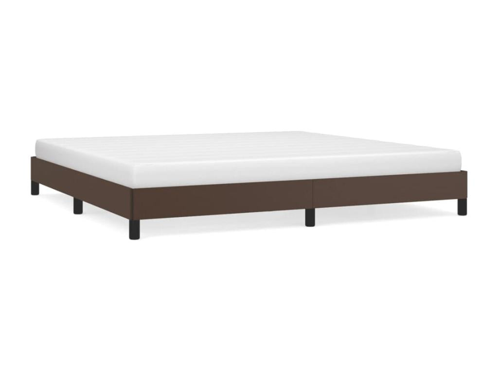 Faux Leather Bed Frame 200 x 200 cm - Brown