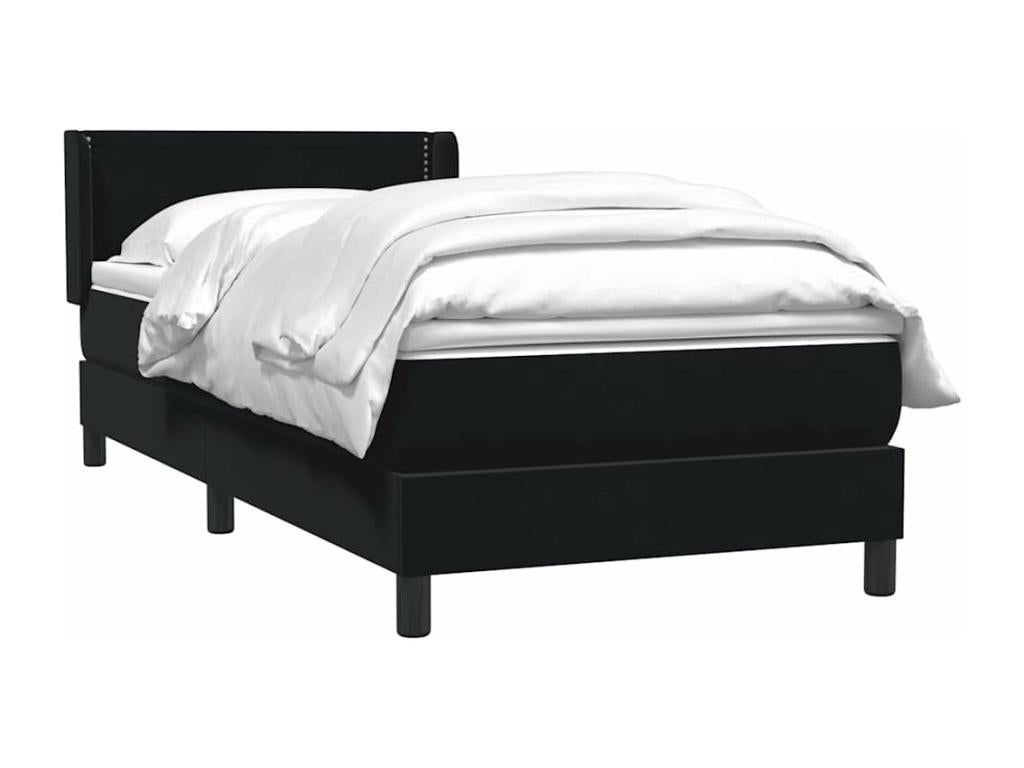 Velvet Slatted Bed Base 80 x 220 cm - Black