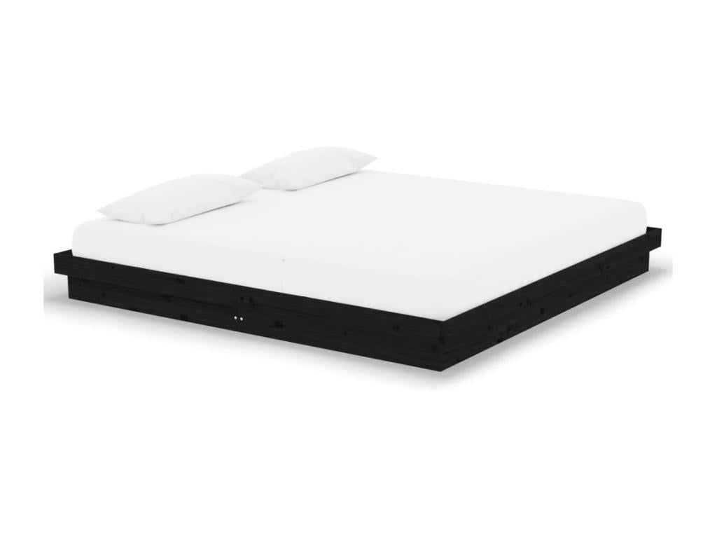 Solid Wood Bed Frame 200 x 200 cm - Black