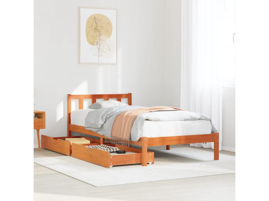 Solid Pine Wood Bed Frame 90 x 190 cm - Brown