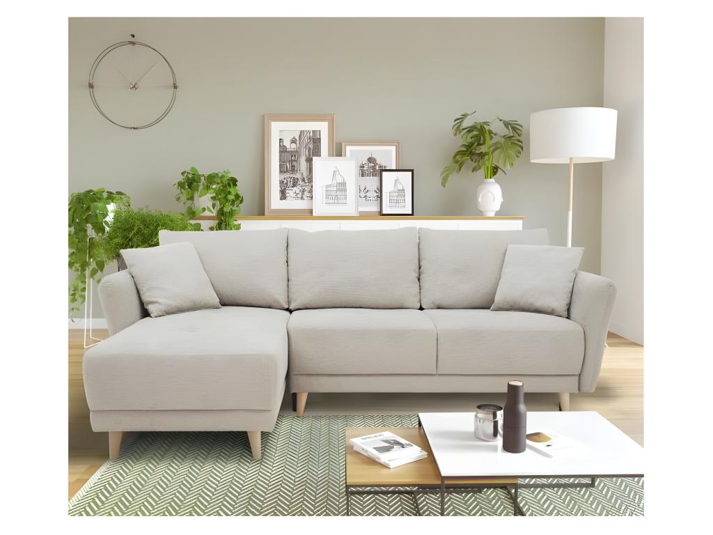 Fabric Sectional Sofa H 95 cm - Beige