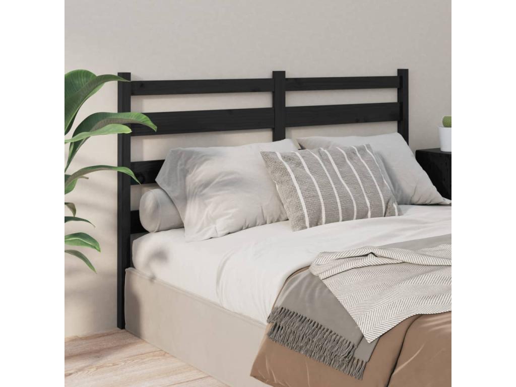Solid Pine Wood Headboard 156 x 4 x 100 cm - Black
