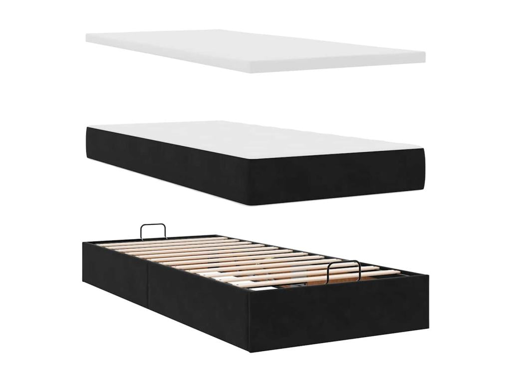 Velvet Bed Frame 90 x 190 cm - Black