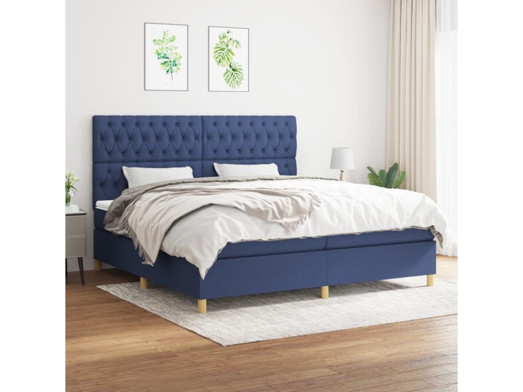 Fabric Slatted Bed Base 200 x 200 - Blue