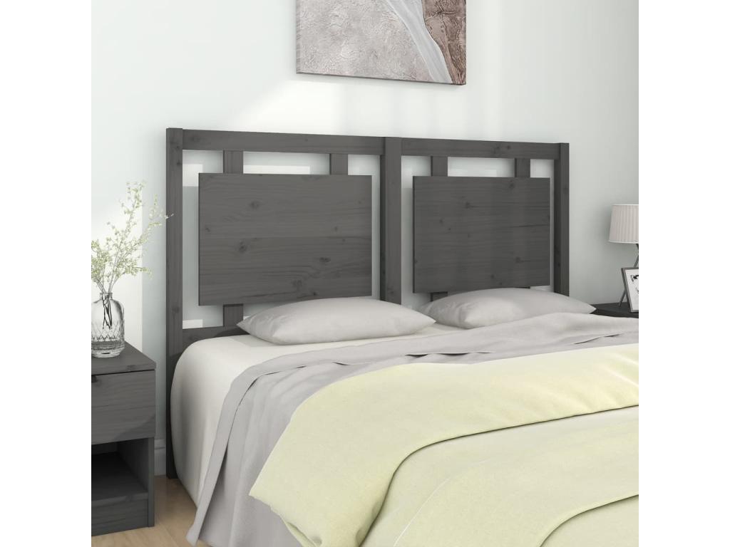 Solid Pine Wood Headboard 145.5 x 4 x 100 cm - Gray