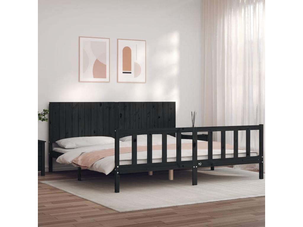 Solid Wood Headboard 200 x 200 - Black - 405962