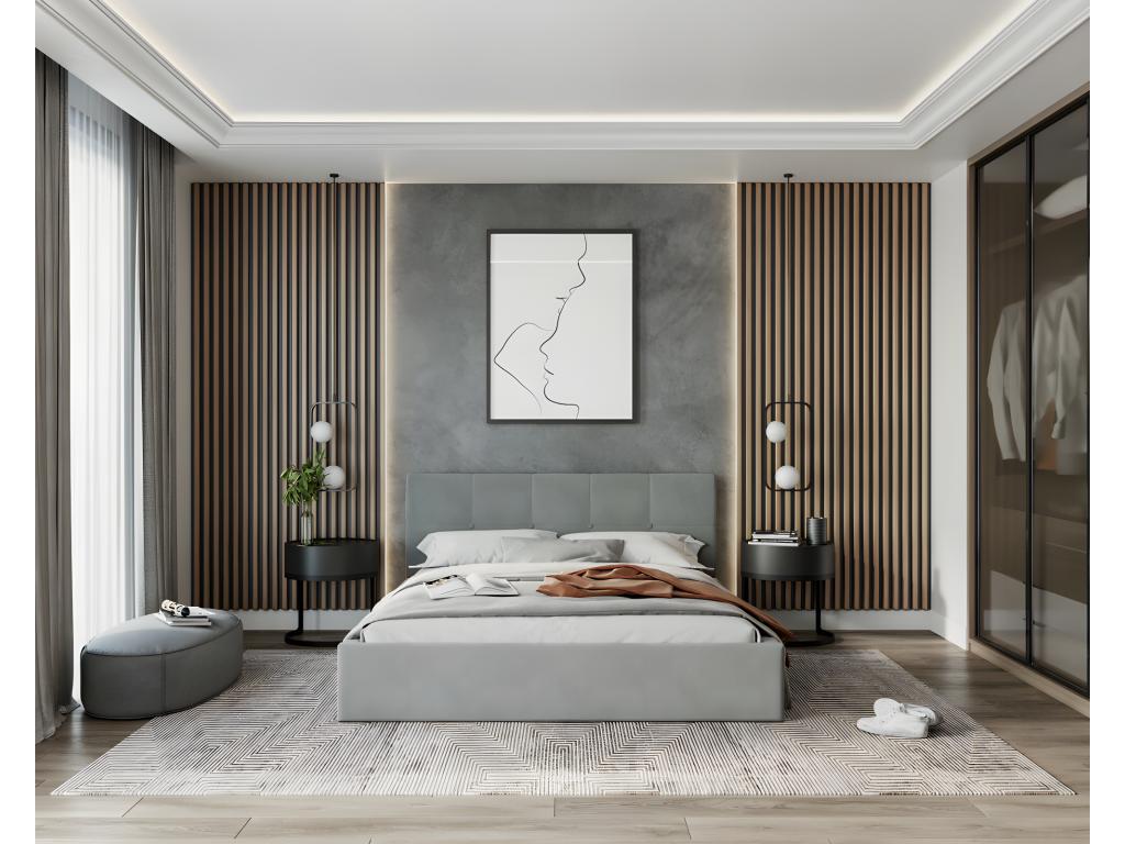 Storage Bed 160 x 200 - Light Gray