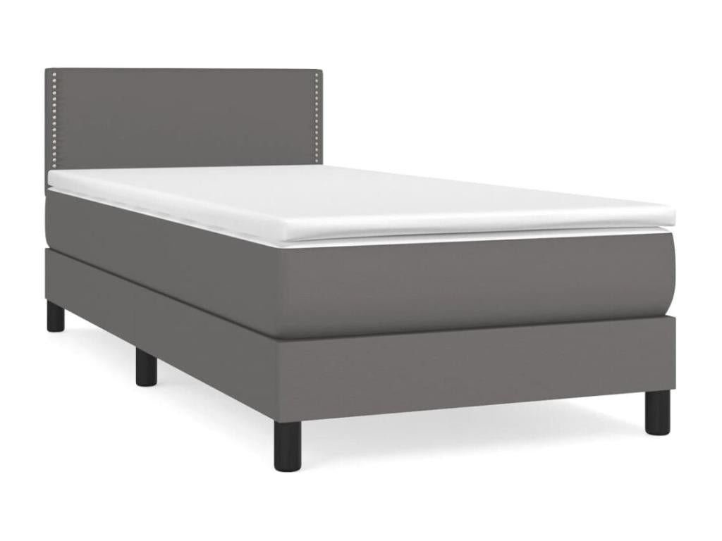 Faux Leather Slatted Bed Base 90 x 200 cm - Gray