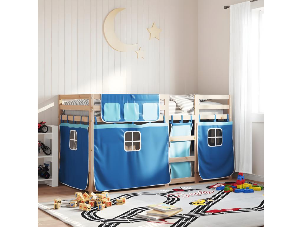 Solid Pine Wood Bunk Bed 90 x 190 cm - Blue