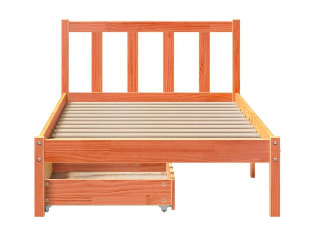 Solid Pine Wood Bed Frame 90 x 190 cm - Brown