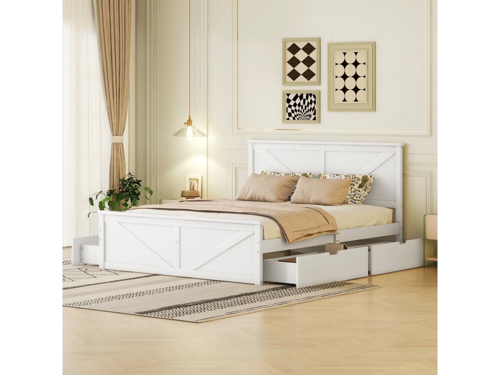 Solid Wood Home Furniture 160 x 200 cm - White