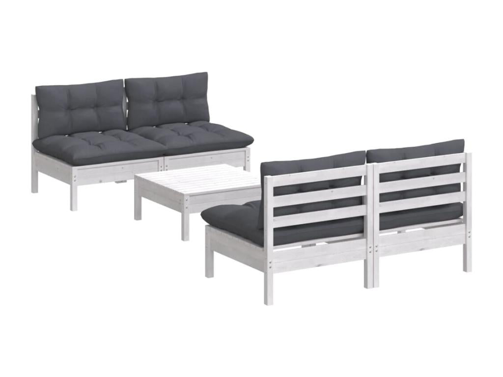 Solid Pine Wood Outdoor Patio Set - White - 544144