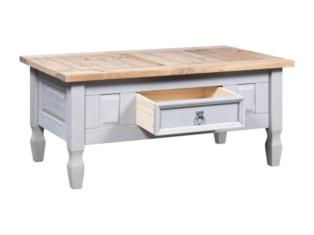 Solid Pine Wood Coffee Table 100 x 60 x 45 cm - Gray