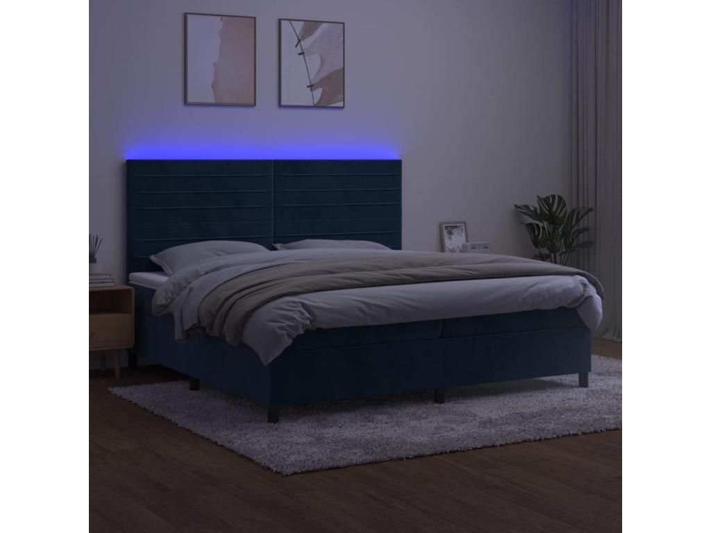 Velvet Slatted Bed Base 200 x 200 cm - Blue