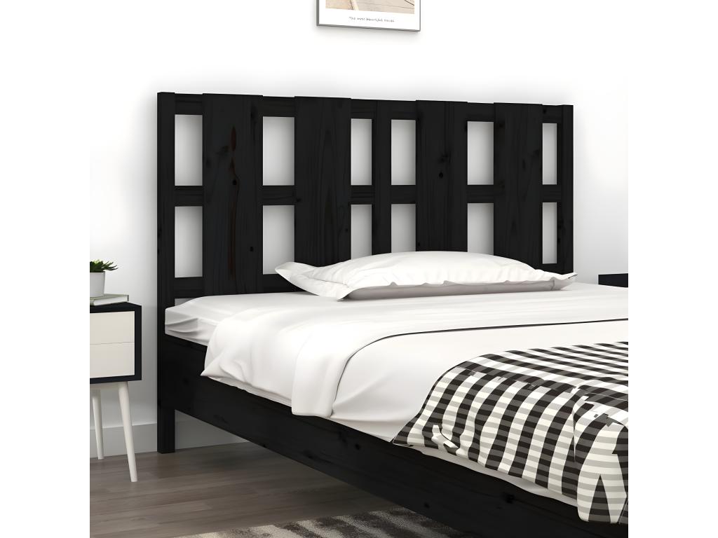 Solid Pine Wood Headboard 125.5 x 4 x 100 cm - Black