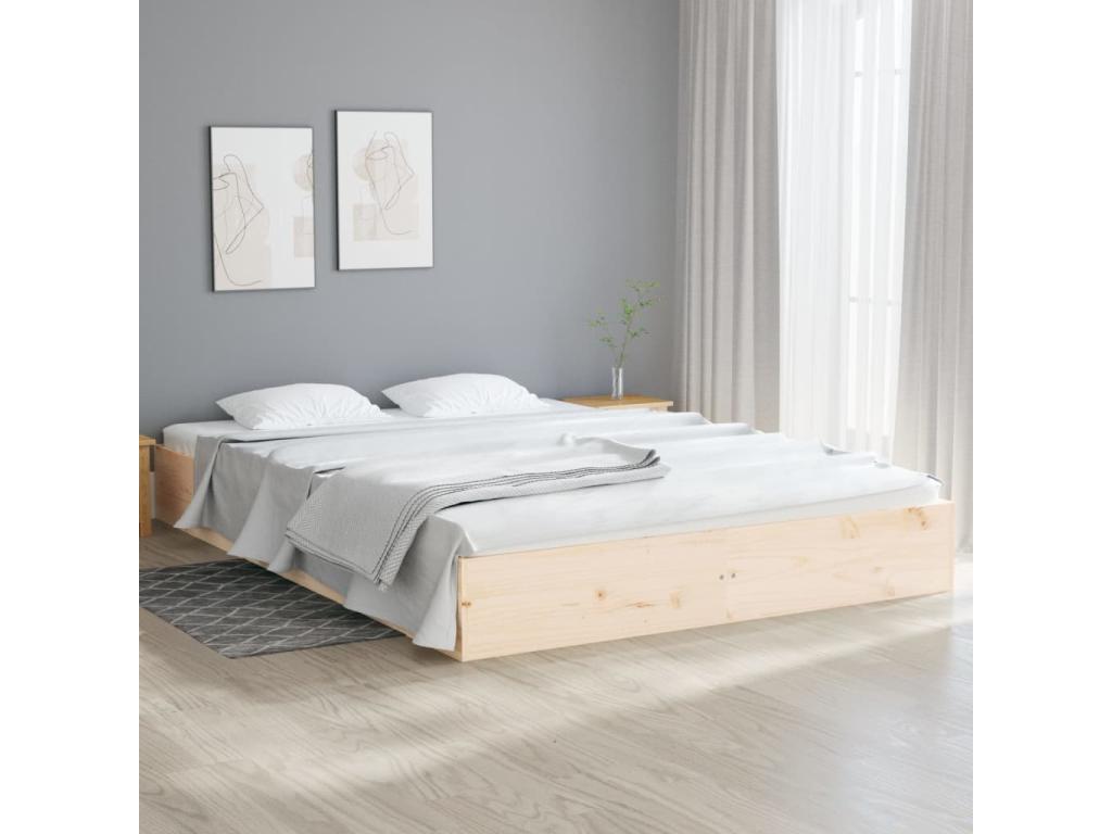 Solid Wood Bed Frame 140 x 200 cm - Brown