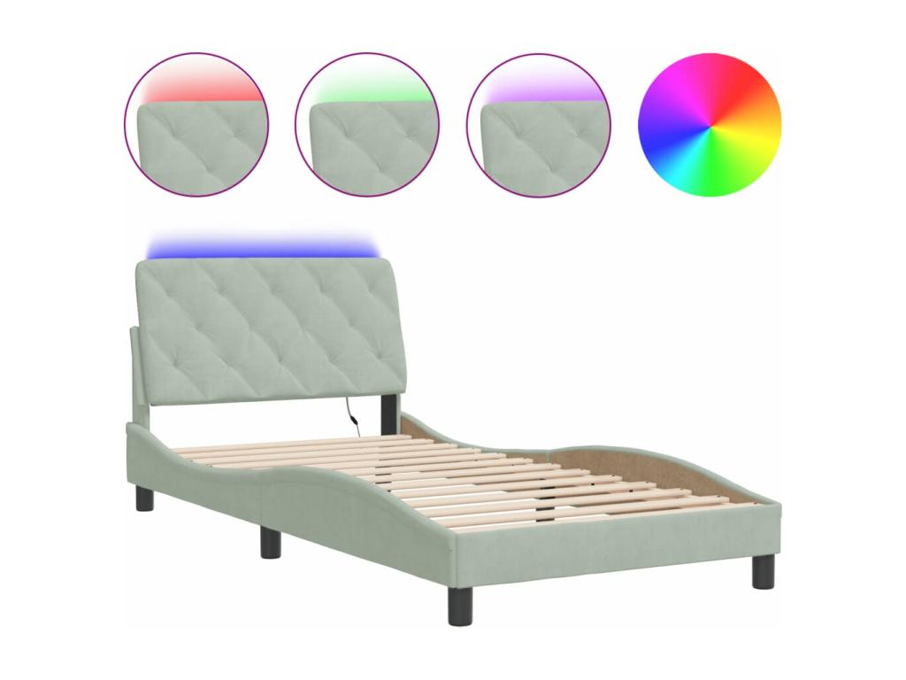 Velvet Bed Frame 100 x 200 - Gray