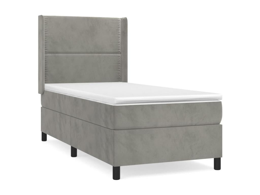 Velvet Slatted Bed Base 100 x 200 cm - Gray