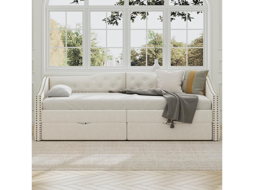 Trundle Bed 90 x 200 cm - White