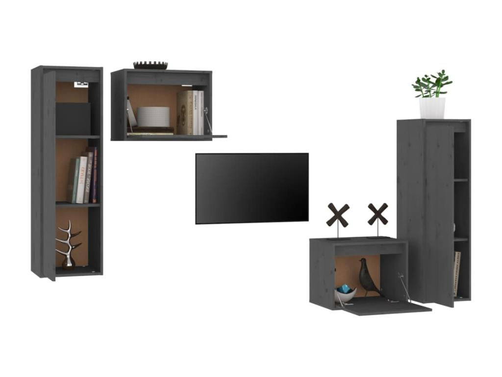 Solid Pine Wood Home Furniture - Gray - 811776